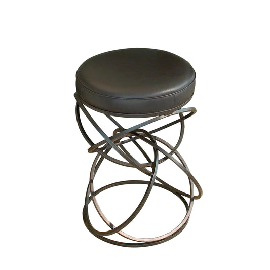 Ring Counter Stool - Black Leather - Grats Decor Interior Design & Build Inc.
