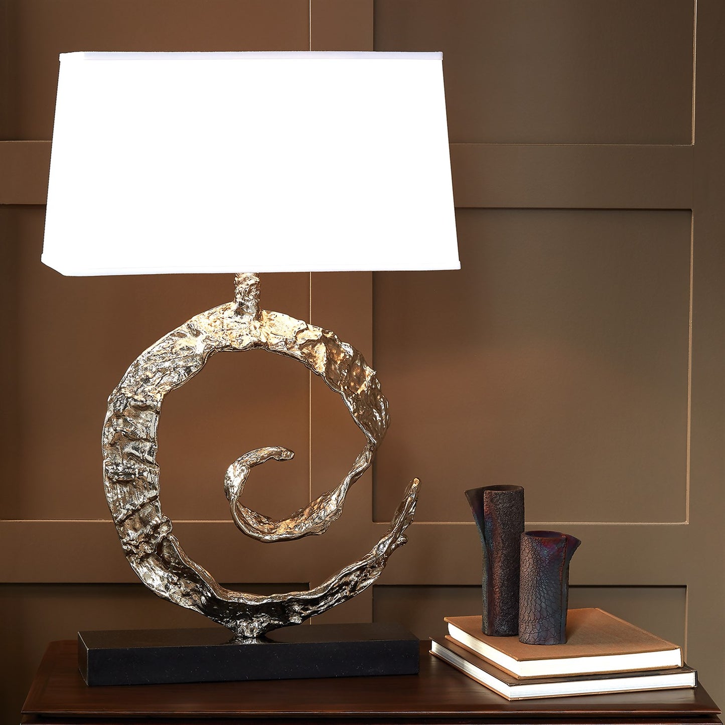 Swirl Lamp - Nickel w/Black Granite