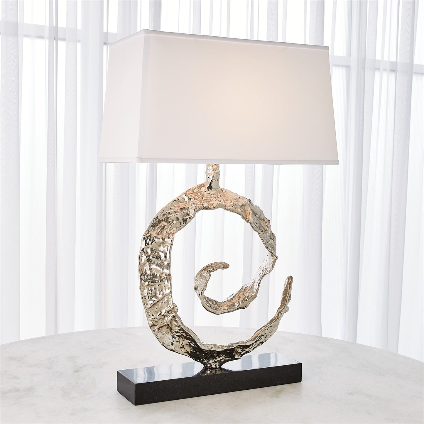 Swirl Lamp - Nickel w/Black Granite