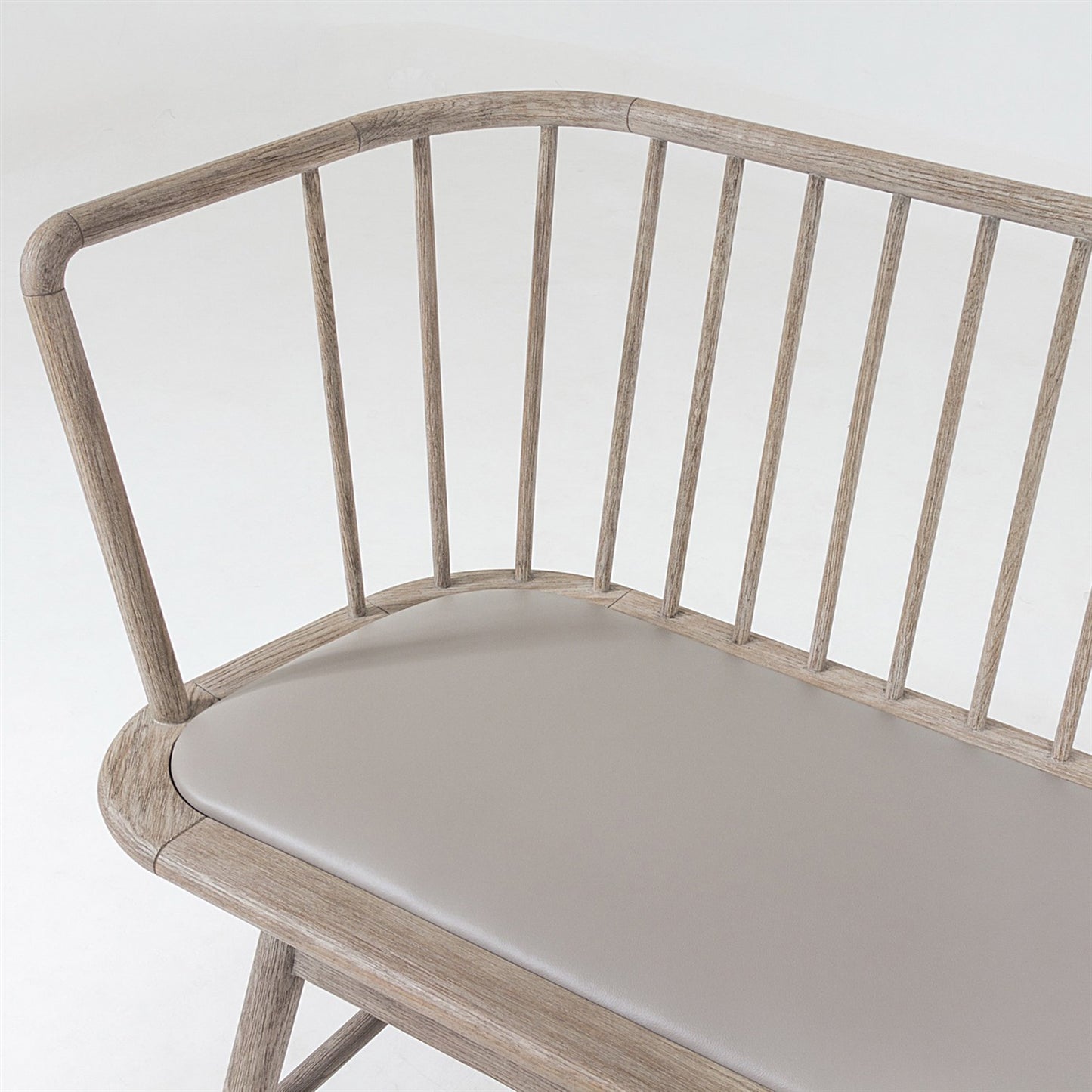 Spindle Long Bench - Grey Leather