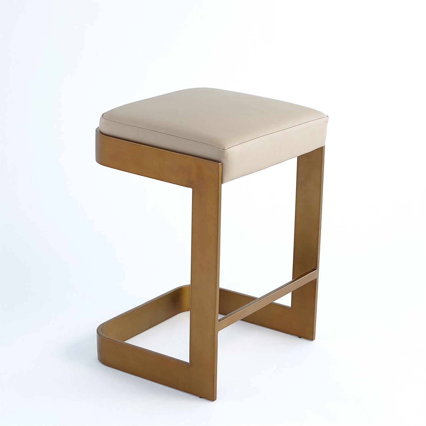 Regan Barstool / Counterstool - Antique Brass/ Ivory Leather