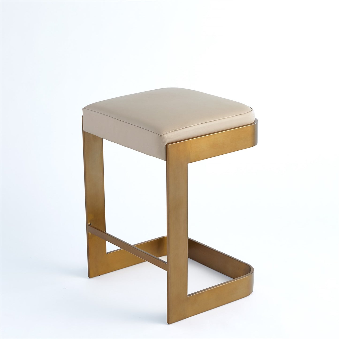 Regan Barstool / Counterstool - Antique Brass/ Ivory Leather
