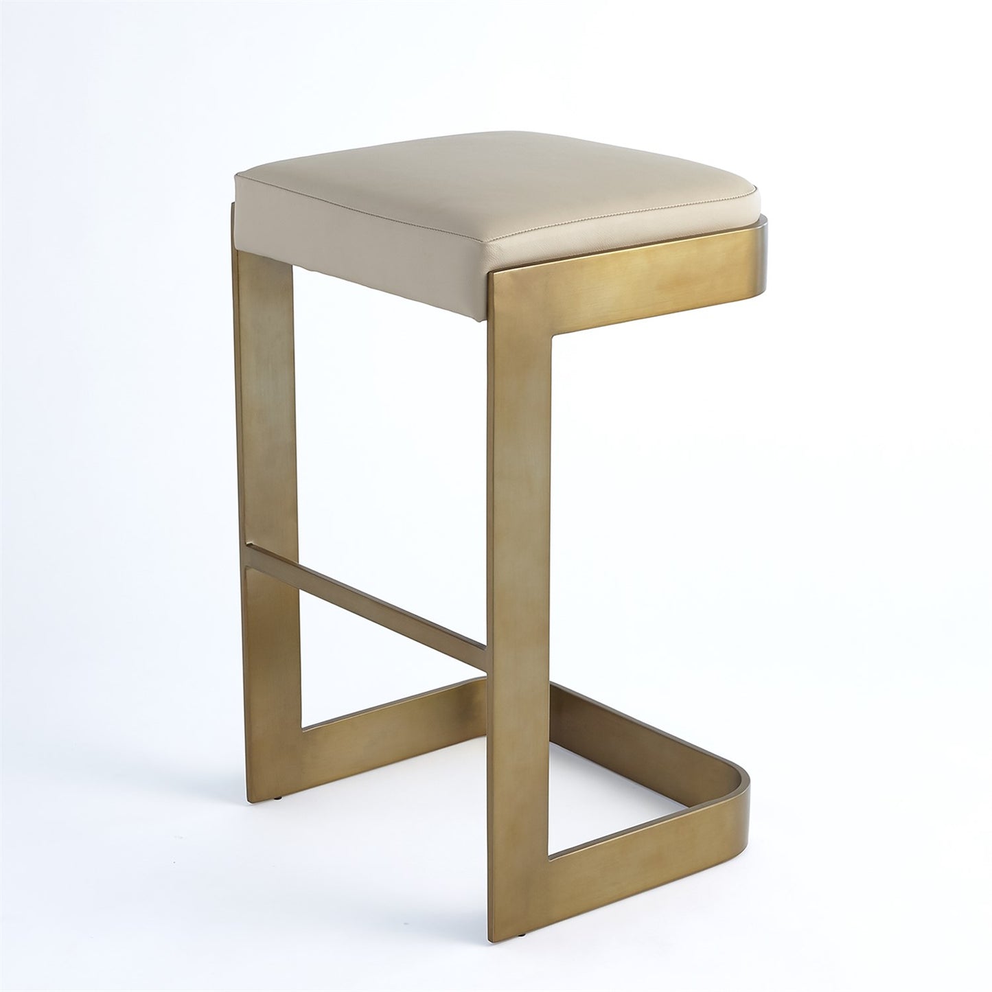 Regan Barstool / Counterstool - Antique Brass/ Ivory Leather