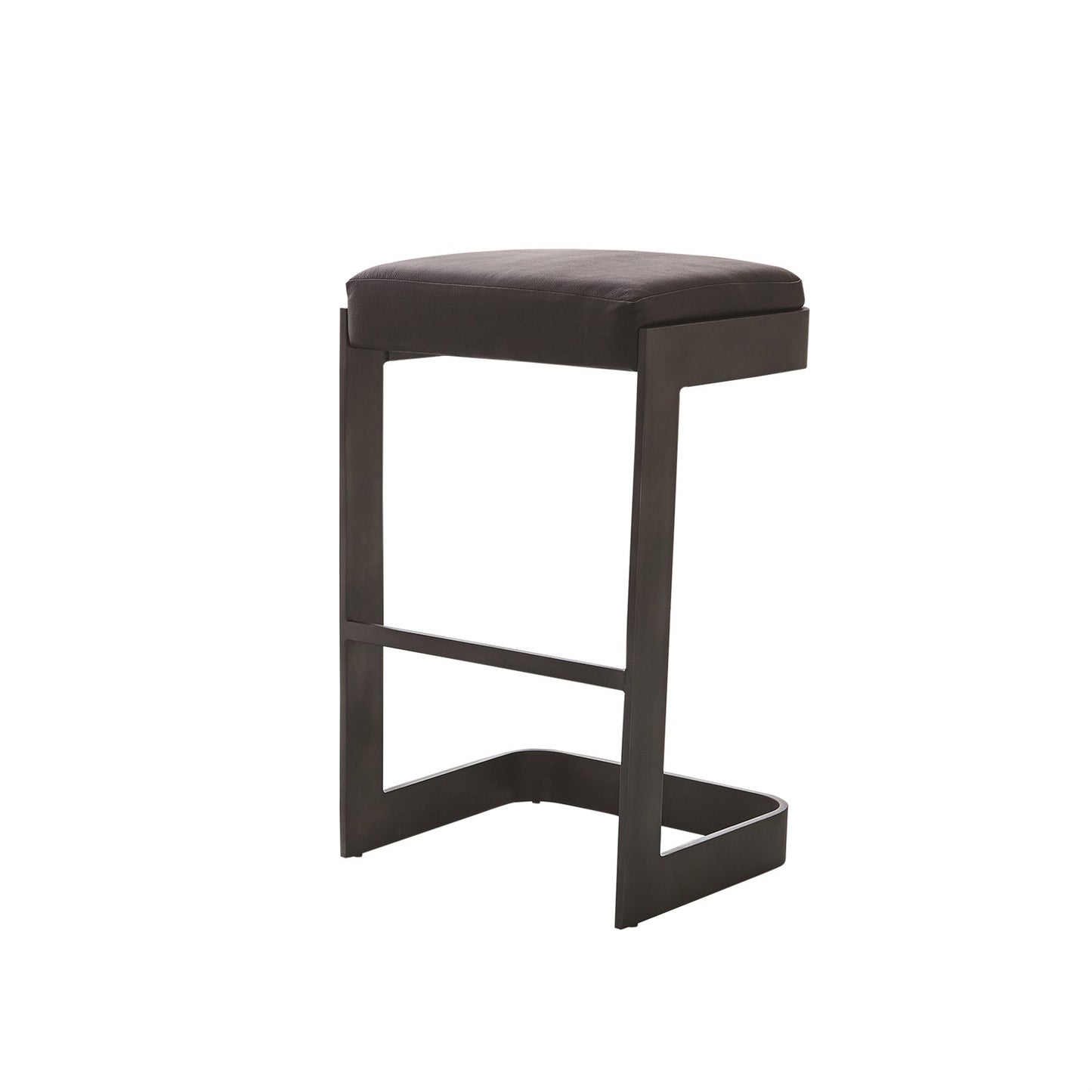 Regan Barstool / Counterstool - Graphite/ Black Leather