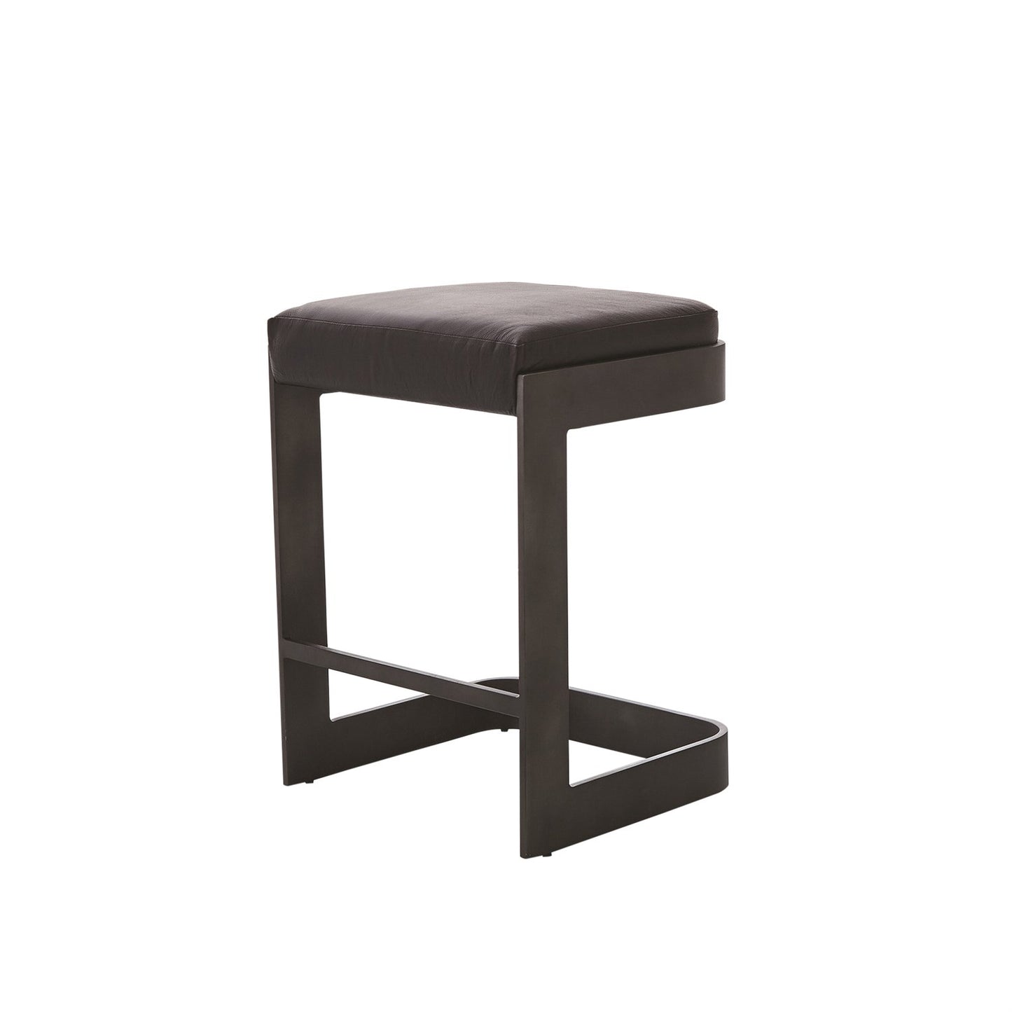 Regan Barstool / Counterstool - Graphite/ Black Leather