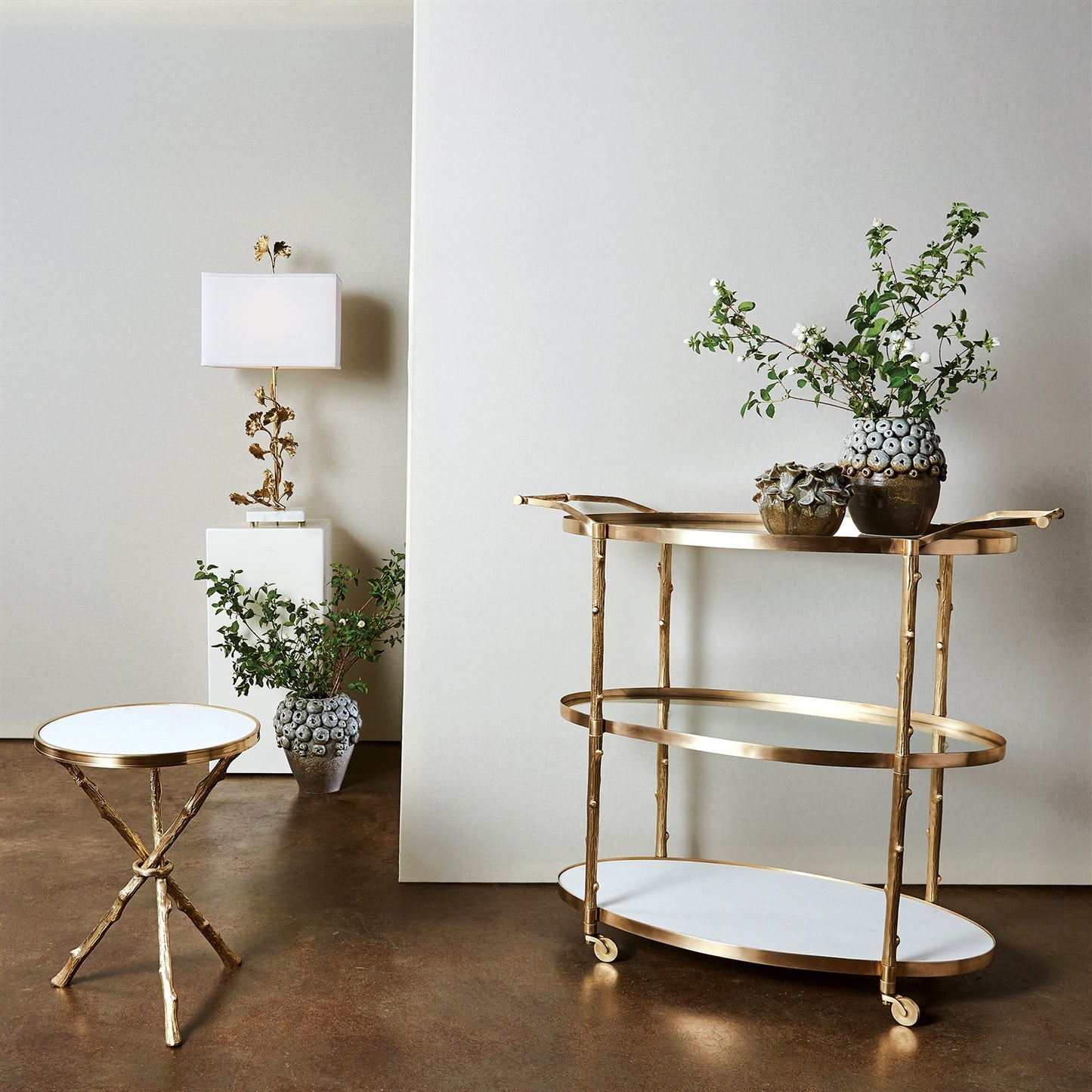 Arbor 43" x 20" Oval Bar Cart - Brass