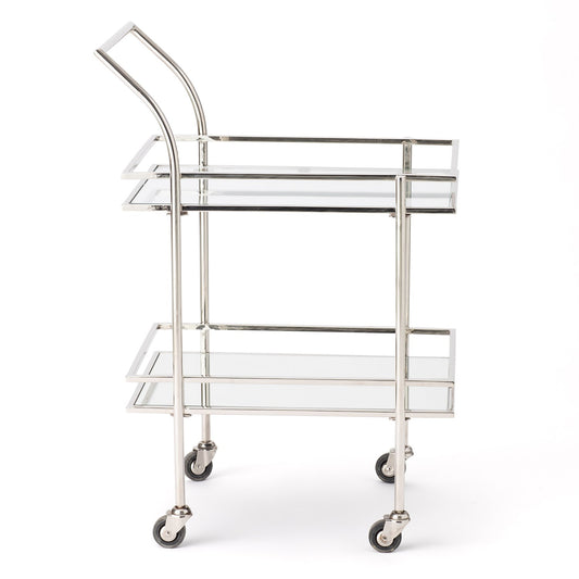 Rectangular Bar Cart w/Mirror - Nickel