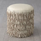 Fringe Ottoman-Ivory Marble Leather