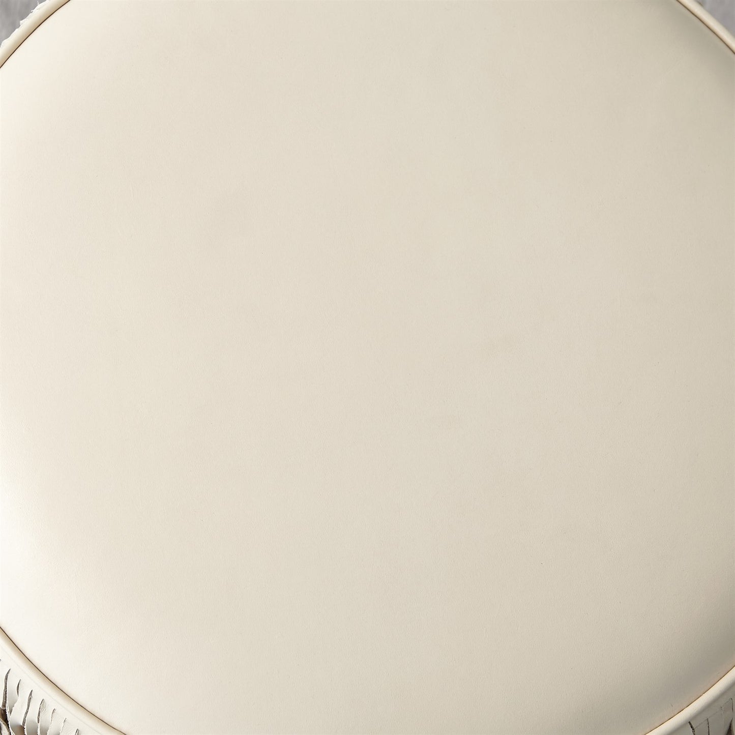 Fringe Ottoman-Ivory Marble Leather