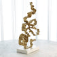 Squiggles Sculpture - Brass w/White Marble