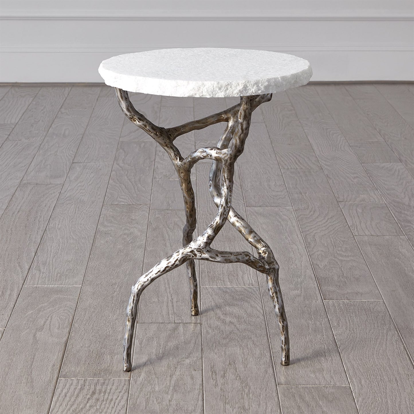 Root Table - Polished Iron w/White Marble - Grats Decor Interior Design & Build Inc.