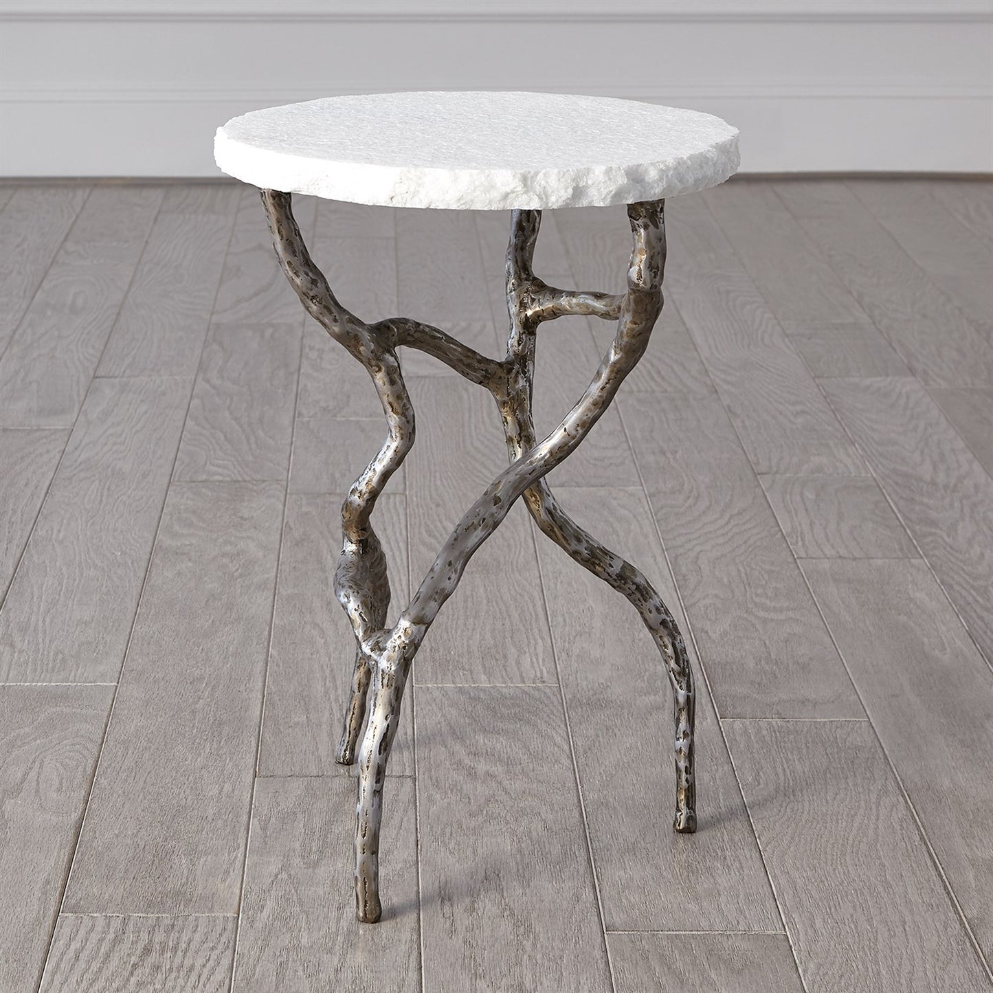 Root Table - Polished Iron w/White Marble - Grats Decor Interior Design & Build Inc.