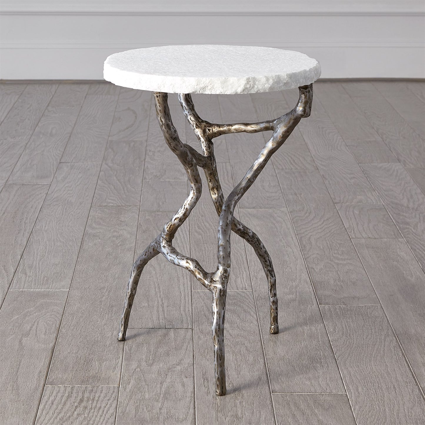 Root Table - Polished Iron w/White Marble - Grats Decor Interior Design & Build Inc.
