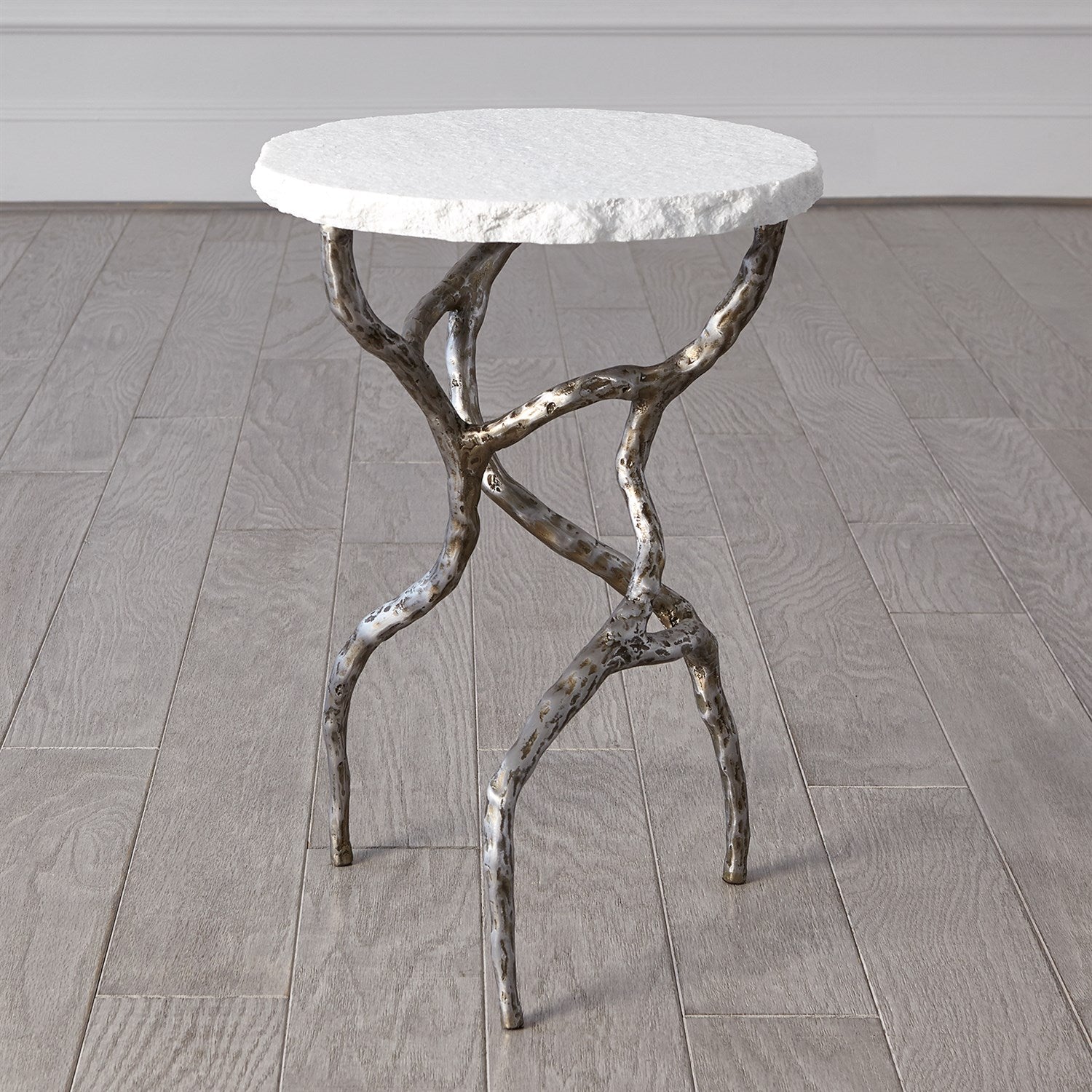 Root Table - Polished Iron w/White Marble - Grats Decor Interior Design & Build Inc.