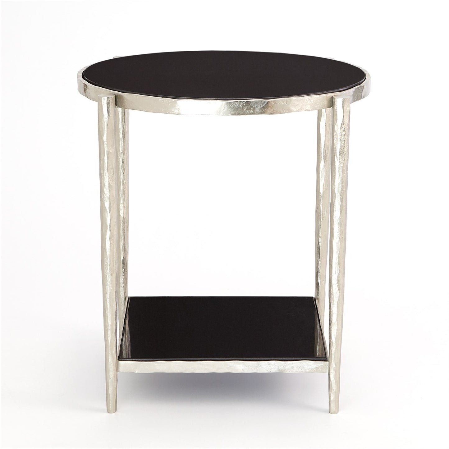 Circle/ Square Side Table - Nickel w/ Black Granite