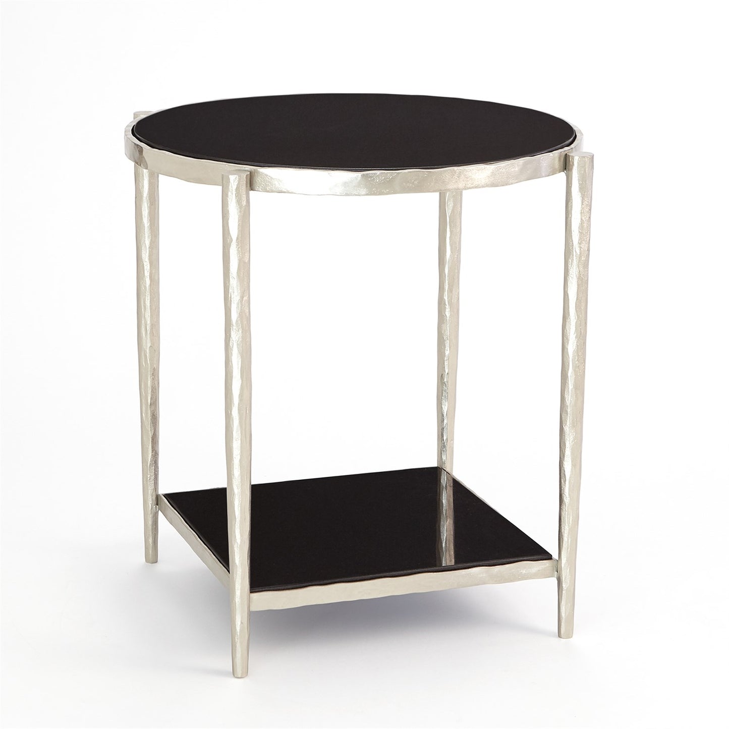 Circle/ Square Side Table - Nickel w/ Black Granite