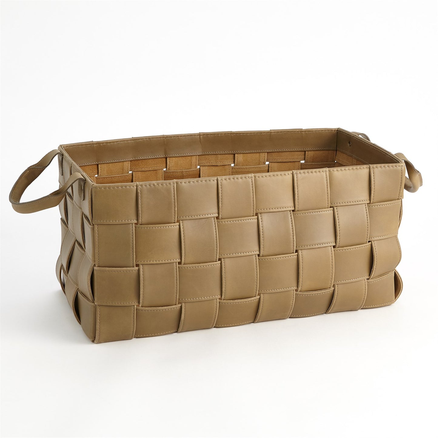 Soft Woven Leather Basket - Putty - 2 sizes