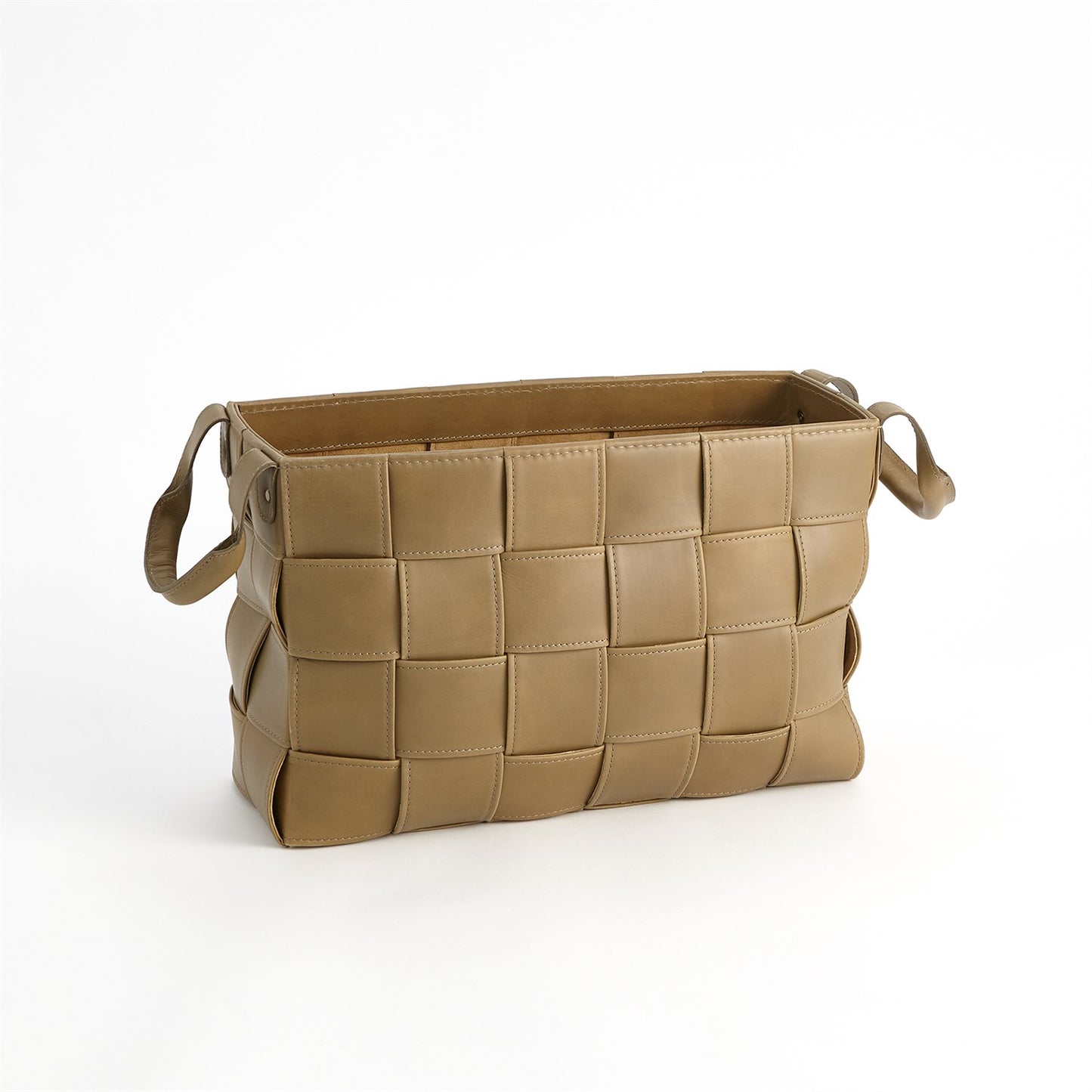 Soft Woven Leather Basket - Putty - 2 sizes