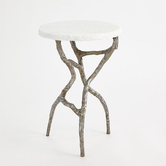 Root Table - Polished Iron w/White Marble - Grats Decor Interior Design & Build Inc.