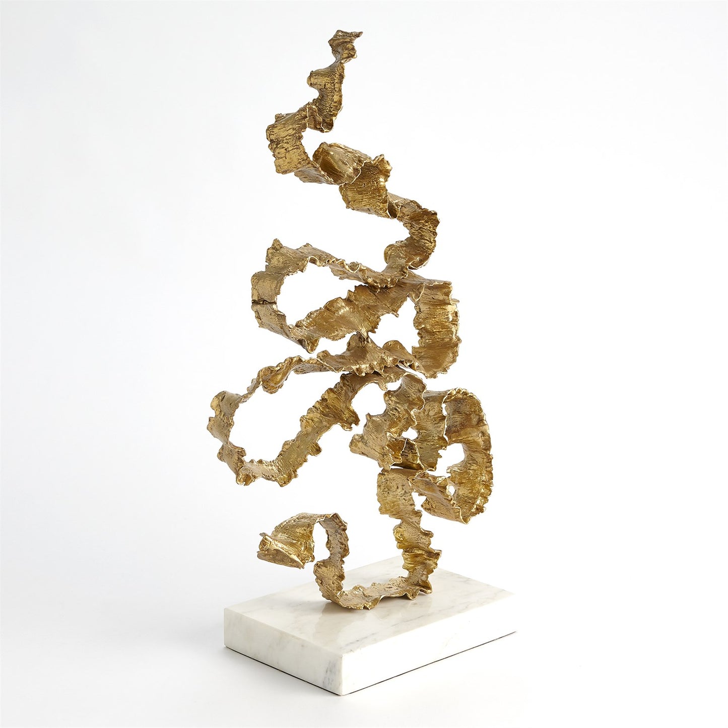 Squiggles Sculpture - Brass w/White Marble