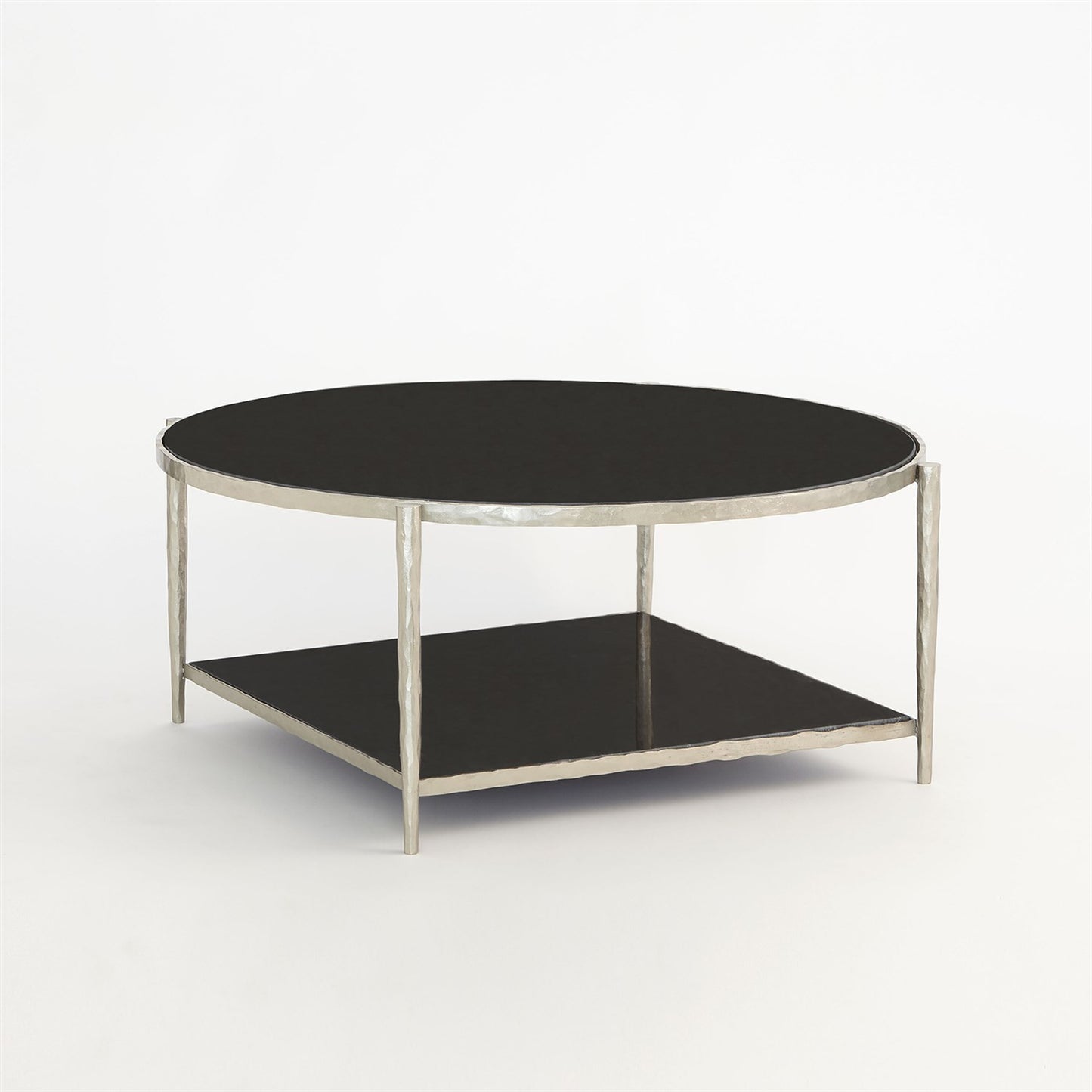 Circle/ Square Cocktail Table - Nickel w/ Black Granite
