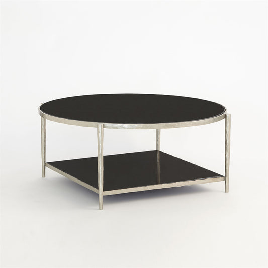 Circle/ Square Cocktail Table - Nickel w/ Black Granite