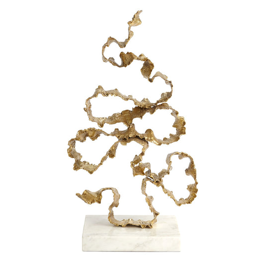 Squiggles Sculpture - Brass w/White Marble