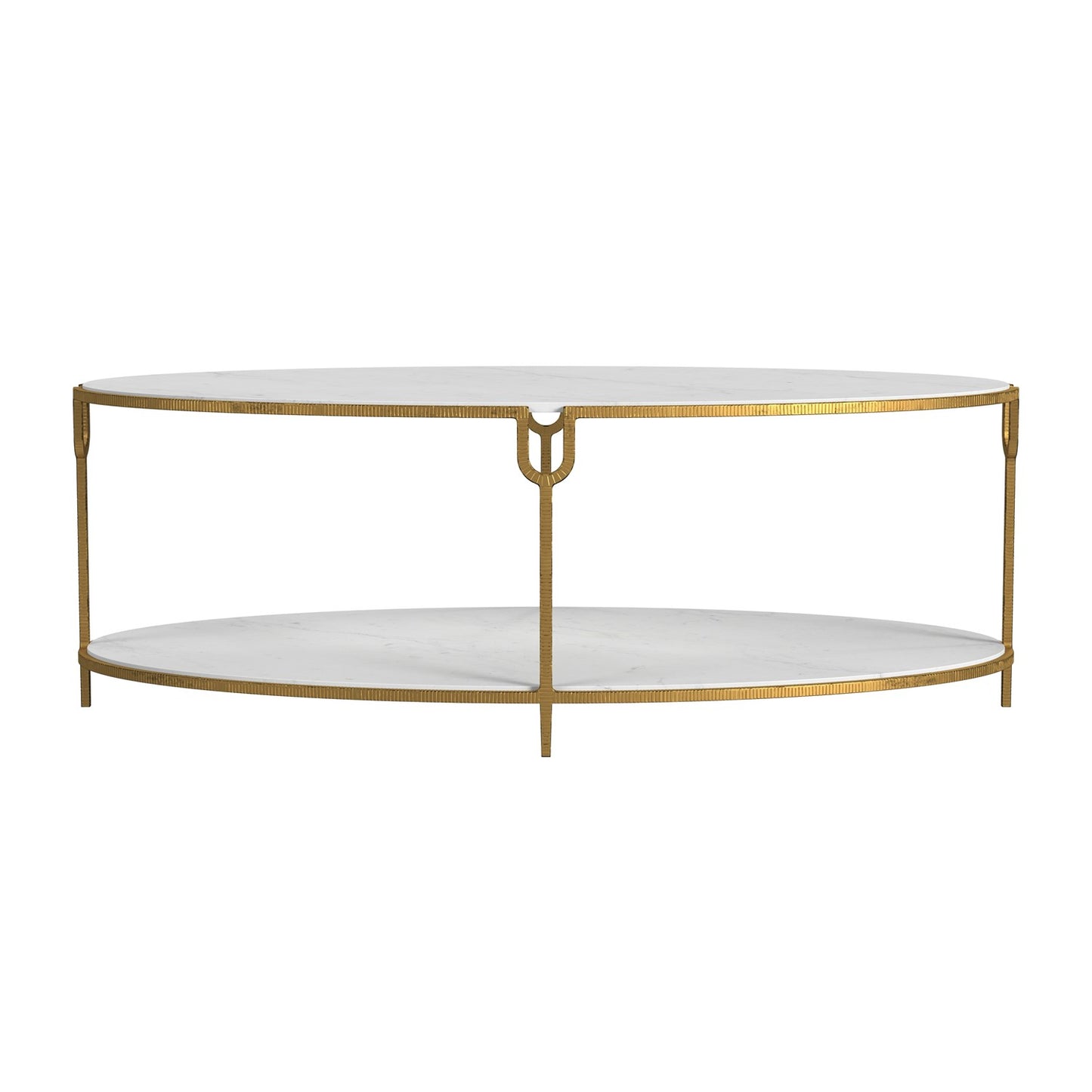Iron and Stone Oval Coffee Table