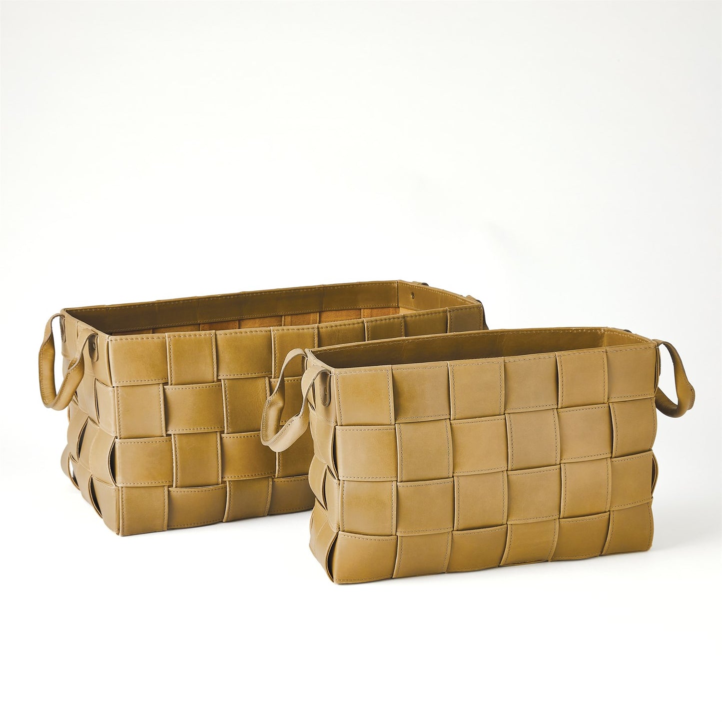 Soft Woven Leather Basket - Putty - 2 sizes