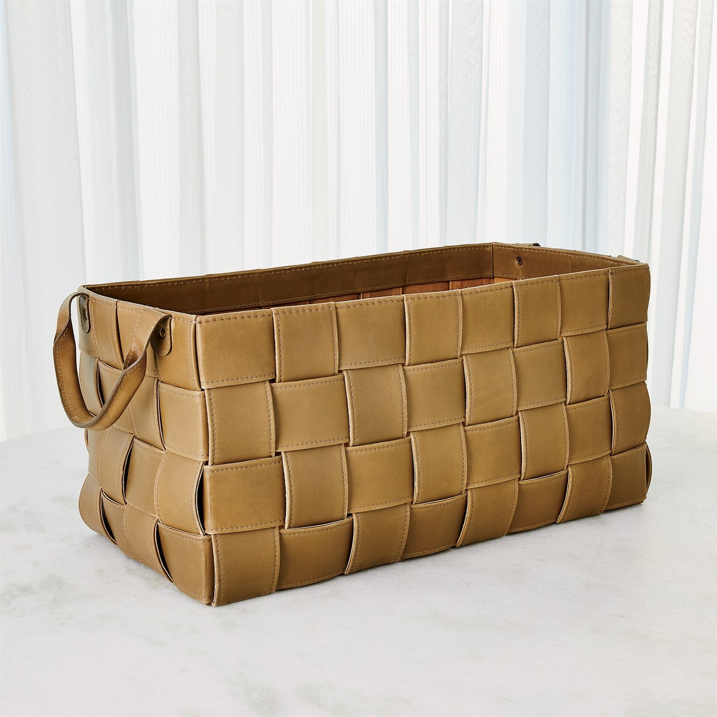 Soft Woven Leather Basket - Putty - 2 sizes