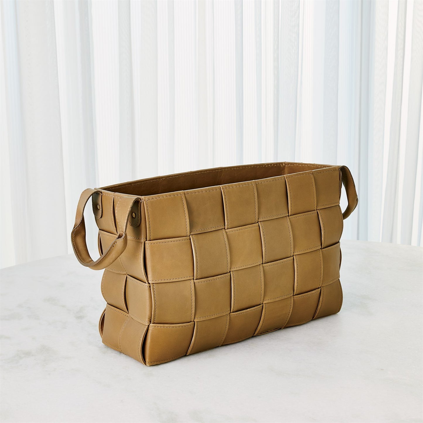 Soft Woven Leather Basket - Putty - 2 sizes