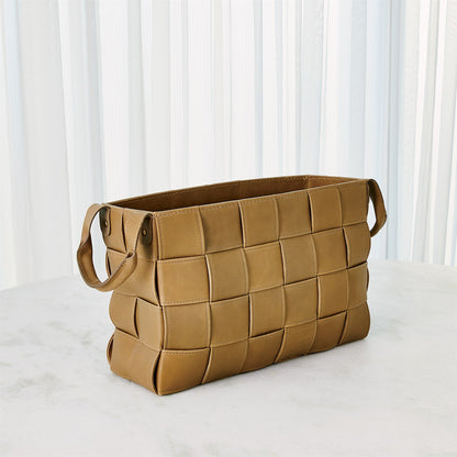 Soft Woven Leather Basket - Putty - 2 sizes
