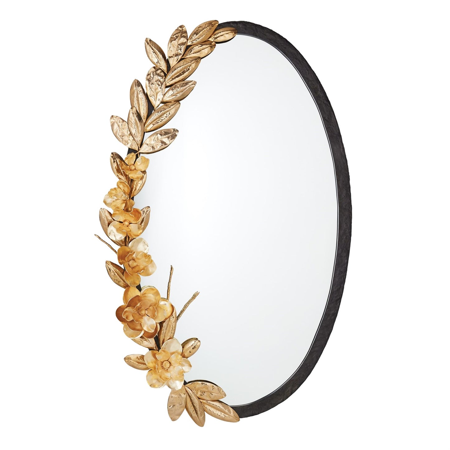 Magnolia Branch Mirror - Antique Brass/Gold