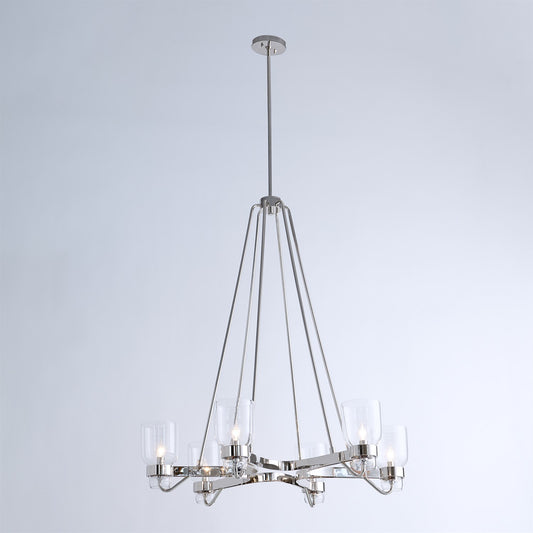 Six Light Chandelier - Shiny Nickel