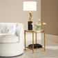 Circle/ Square Side Table - Gold w/White Marble
