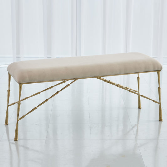 Spike Bench with Muslin Cushion - Antique Brass - LG