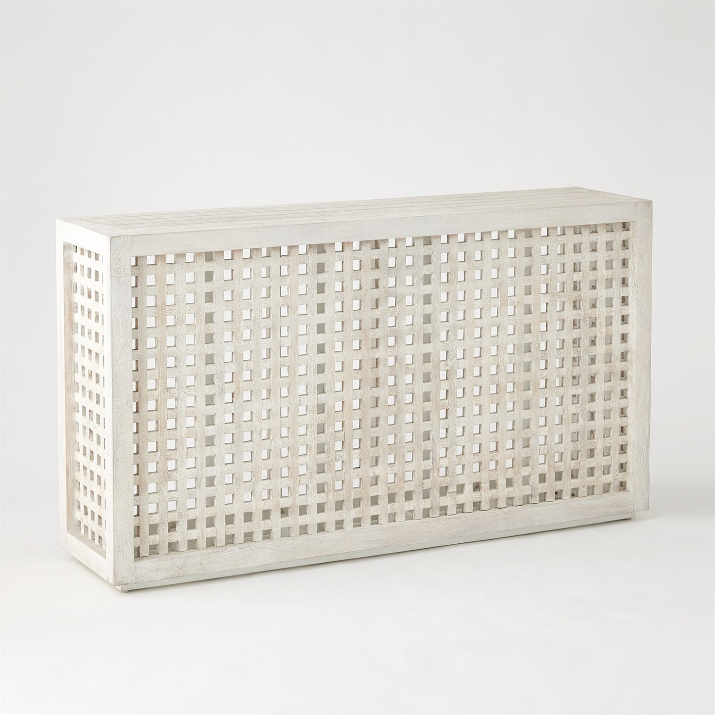 Driftwood Lattice 60"W Console - White Washed