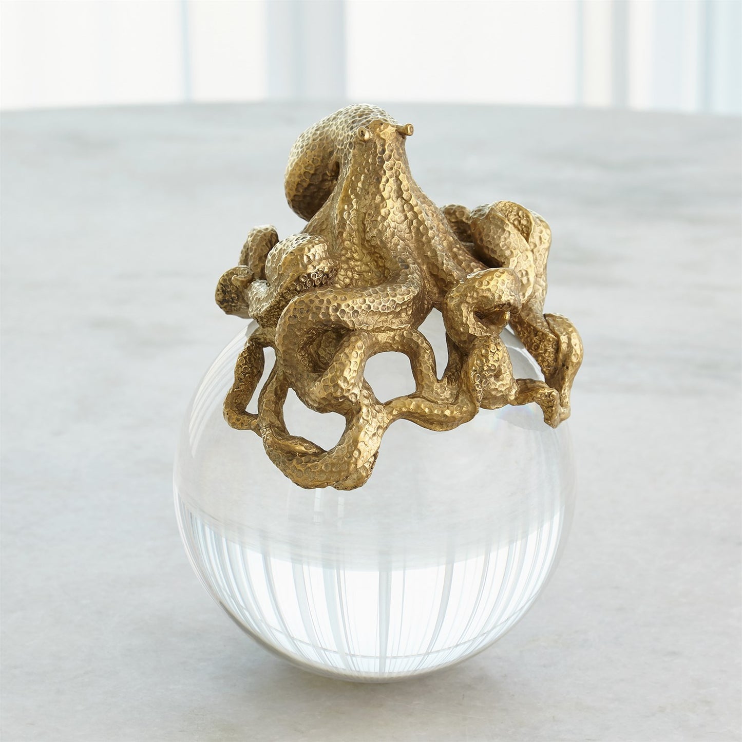 Octopus on Orb - Brass
