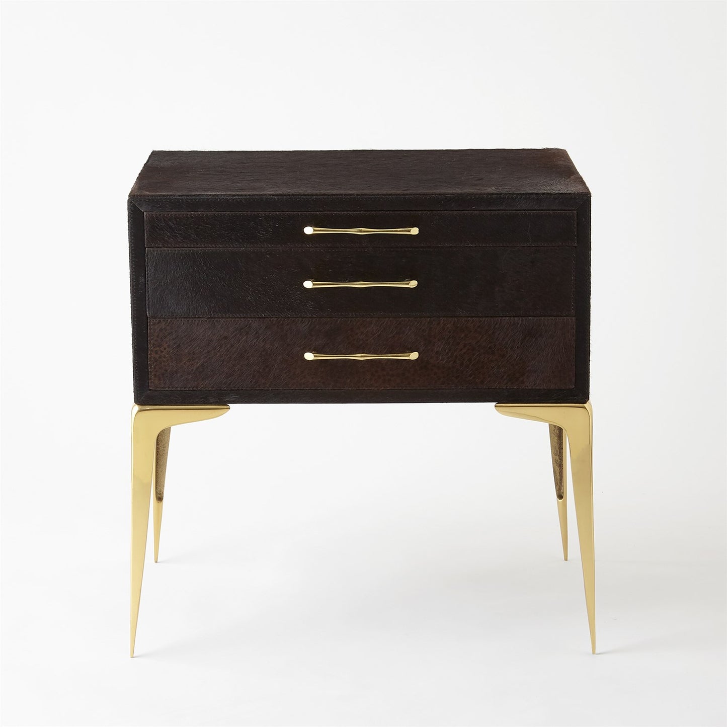 Stiletto Bedside 25" Table - Black Hair-on-Hide
