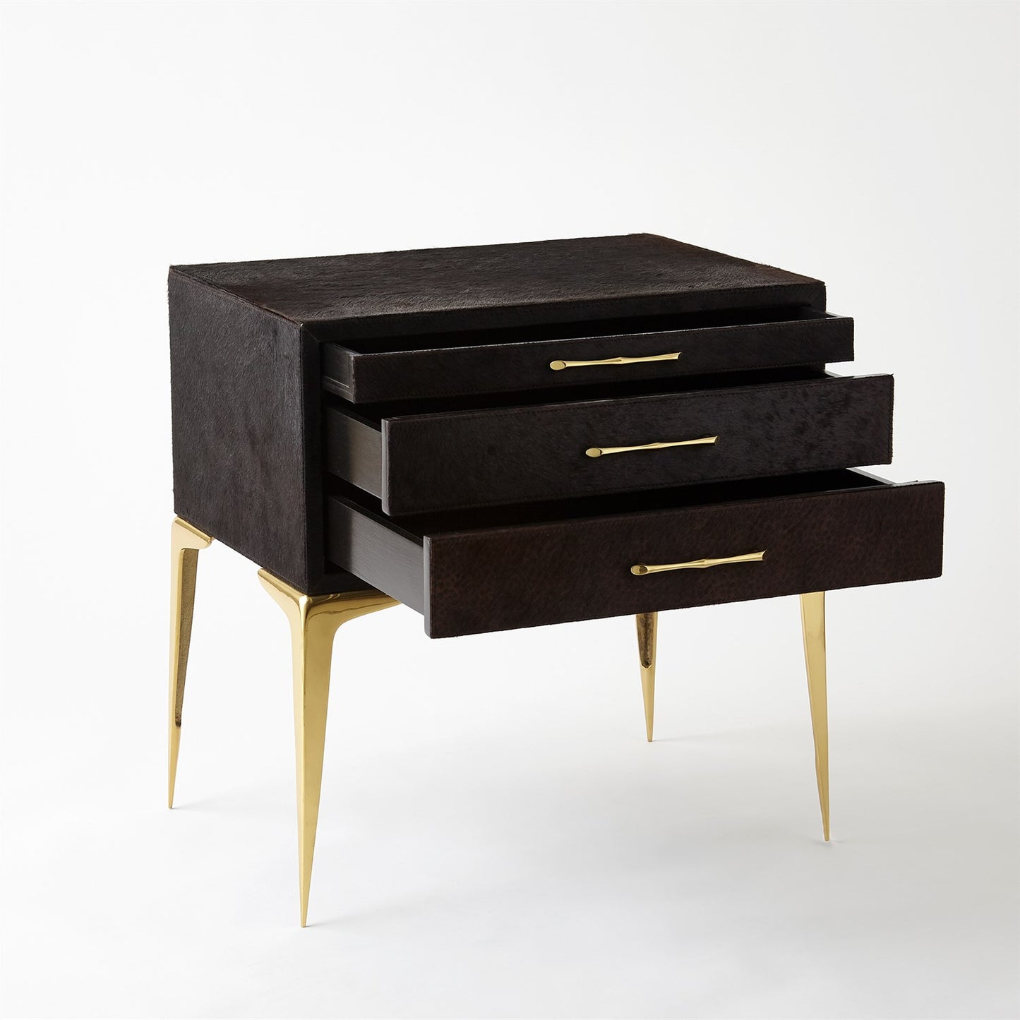 Stiletto Bedside 25" Table - Black Hair-on-Hide