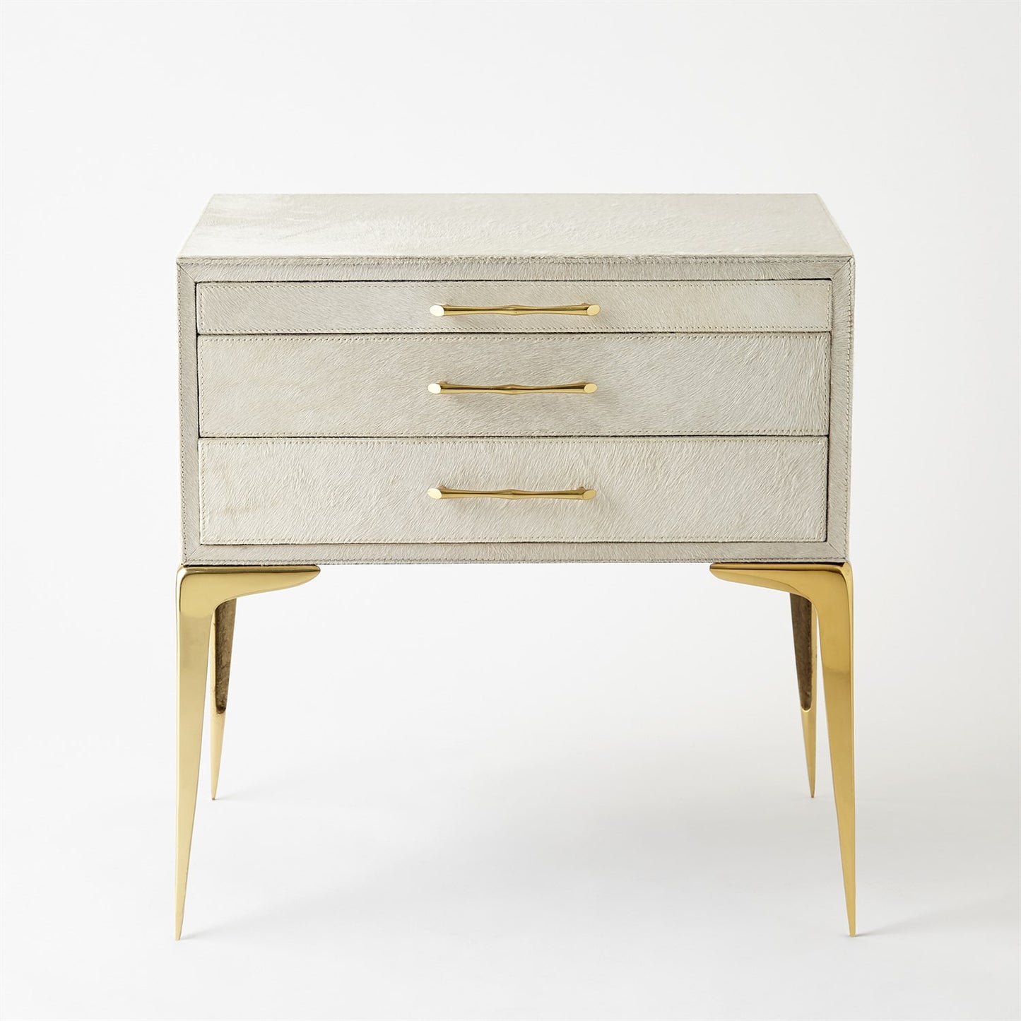 Stiletto Bedside 25" Table - White Hair-on-Hide