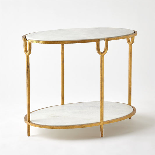 Iron & Stone 30" Side Table - Oval