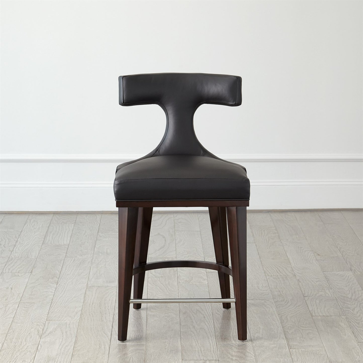 Anvil Back Counter Stool - Black Leather