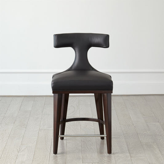 Anvil Back Counter Stool - Black Leather