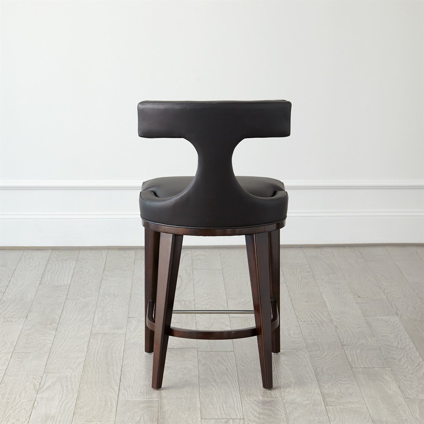 Anvil Back Counter Stool - Black Leather