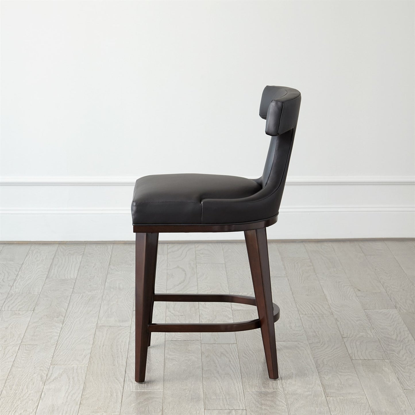 Anvil Back Counter Stool - Black Leather