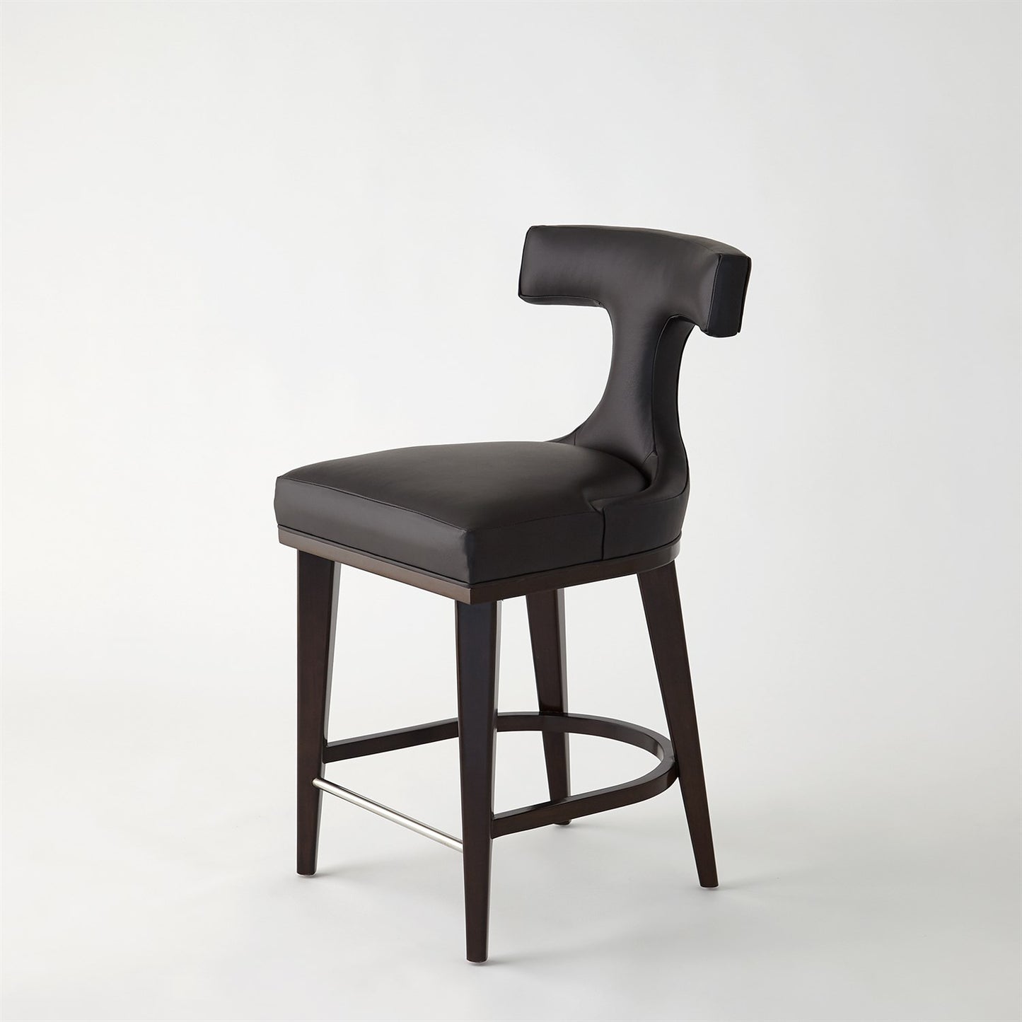 Anvil Back Counter Stool - Black Leather