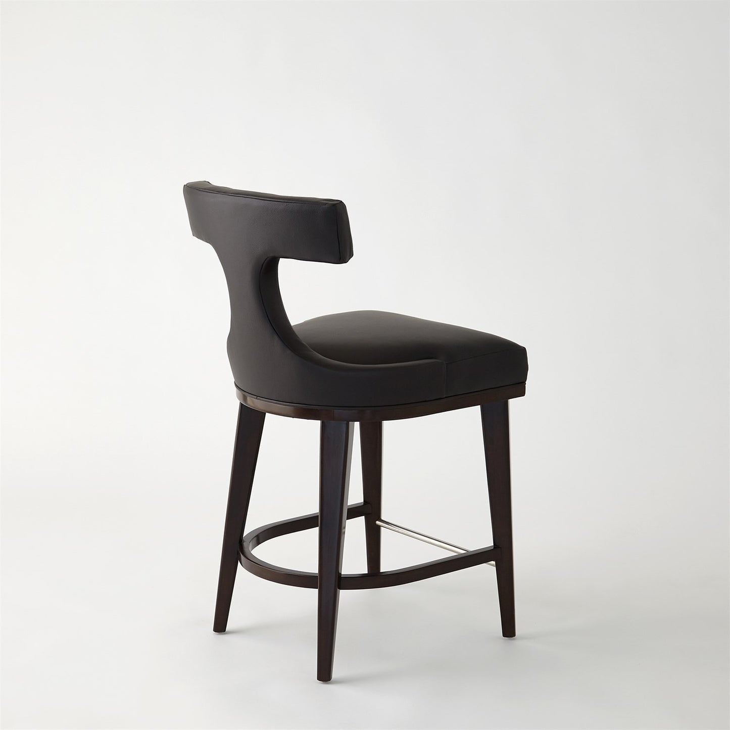 Anvil Back Counter Stool - Black Leather