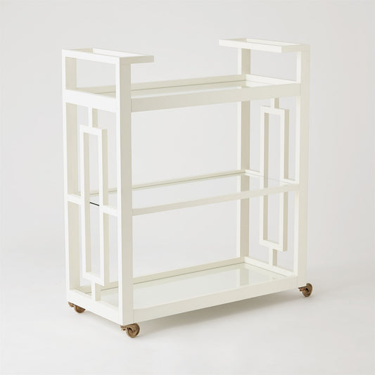 Grid Block 36" x 16" Bar Cart - White