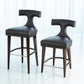 Anvil Back Counter Stool - Black Leather